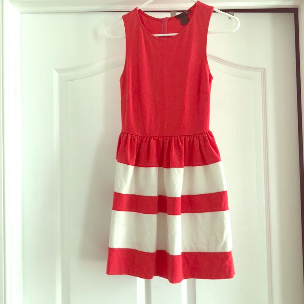 Super cute coral and white striped dress